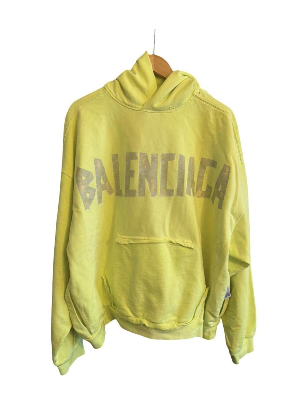 Balenciaga Tape Logo Hoodie Yellow XL New w/ Tags